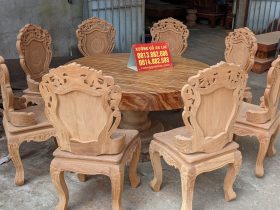 bàn ghế ăn gỗ nguyên khối