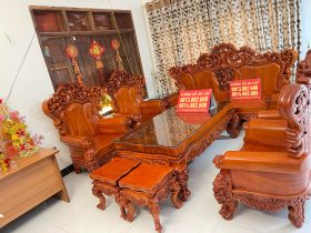 Bộ bàn ghế Hoàng Gia Tân Cổ Điển v10 chân 20 gỗ hương đá
