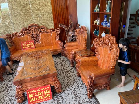bàn ghế hoàng gia nguyên khối gỗ hương đá