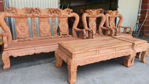 Bộ bàn ghế Minh Quốc Đào 6 món gỗ hương đá