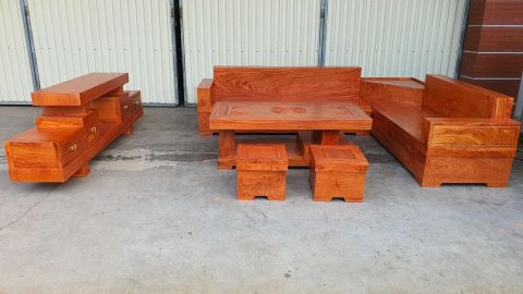 Bộ bàn ghế nguyên khối gỗ hương đá