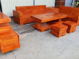Bộ bàn ghế sofa chữ L nguyên khối gỗ hương đá