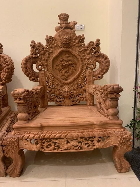 bàn ghế rồng đỉnh gỗ gõ đỏ