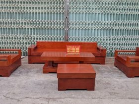 Bộ sofa H nguyên khối gỗ hương đỏ