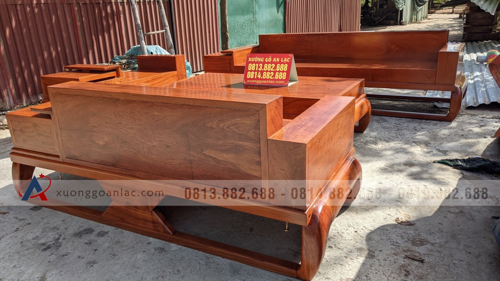 sofa đóng hộp gỗ hương đá