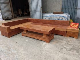 sofa góc gỗ gõ đỏ