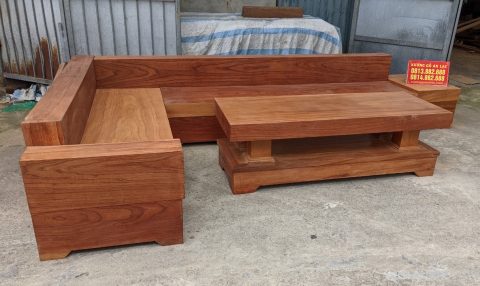sofa gỗ gõ đỏ giả nguyên khối