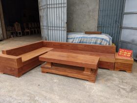 Bộ sofa góc đóng hộp giả nguyên khối gỗ gõ đỏ