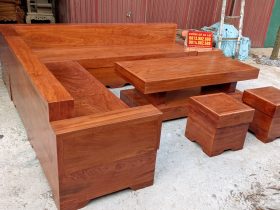 sofa góc đóng hộp gỗ hương