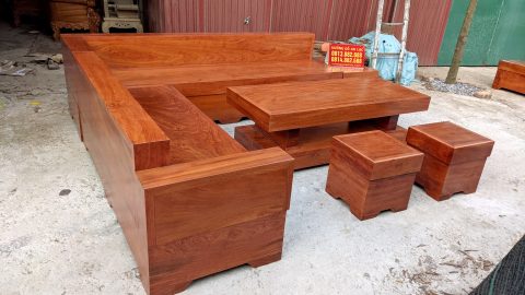 sofa góc đóng hộp gỗ hương