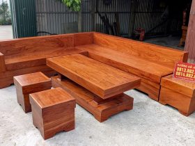 Bộ sofa góc đóng hộp gỗ hương đá