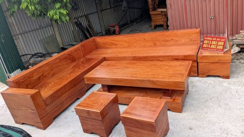 sofa góc đóng hộp gỗ hương đá