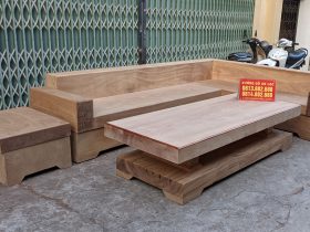 Bộ sofa góc nguyên khối gỗ gõ đỏ pachy hàng tuyển vân