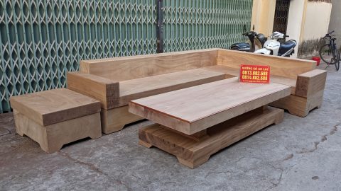 Bộ sofa góc nguyên khối gỗ gõ đỏ pachy hàng tuyển vân