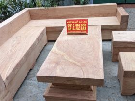 sofa góc gỗ hương đá