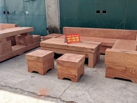 sofa góc gỗ nguyên khối