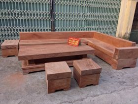 sofa góc nguyên khối gỗ hương đá