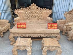 bàn ghế Hoàng Gia tân cổ điển gỗ gõ đỏ Pachy nguyên khối