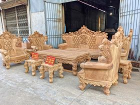 bàn ghế Hoàng Gia tân cổ điển gỗ gõ đỏ Pachy nguyên khối
