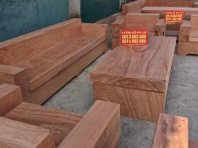 sofa chữ U nguyên khối gỗ hương đá