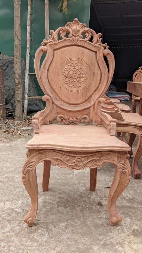 ghế hoa lá tây gỗ hương đá