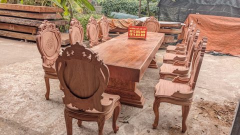 bàn ghế ăn hoàng gia gỗ hương đá