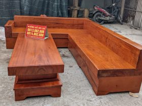 Sofa góc gỗ hương đá nguyên khối