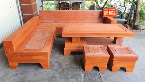 sofa gỗ hương đỏ mẫu chữ L