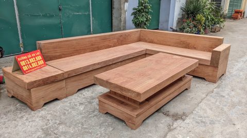 Sofa góc nguyên khối gỗ hương đá hàng tuyển vân đỉnh cao