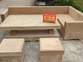 Sofa nguyên khối góc chữ L gỗ gõ đỏ vân veo đẳng cấp
