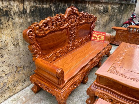 bàn ghế hoàng gia gỗ gõ đỏ vách trơn