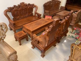 bàn ghế minh quốc nghê 6 món gỗ hương đá