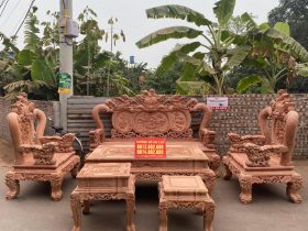 Bộ bàn ghế Minh Nghê Bảo Đỉnh Phượng Múa gỗ hương đá