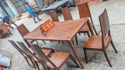 bàn ăn gỗ gõ đỏ và 8 ghế