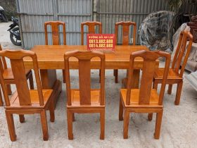 bàn ăn 8 ghế chữ thọ gỗ gõ đỏ