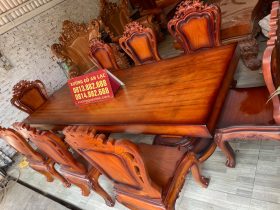 Bộ bàn ăn nội thất tân cổ điển nguyên Khối gỗ gõ đỏ