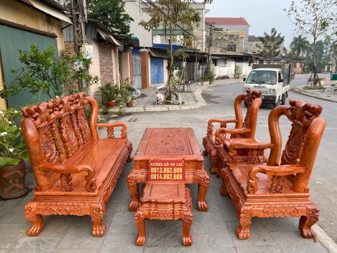 Bộ bàn ghế Minh quốc đào chim gỗ hương đá hàng vip