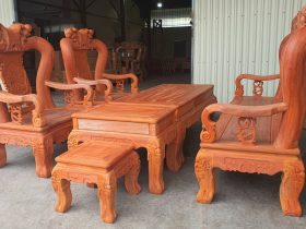 bàn ghế minh quốc đào 6 món gỗ hương đỏ