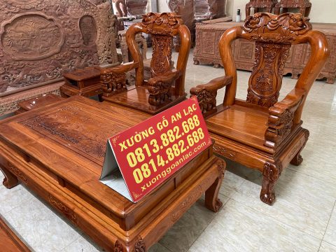 bàn ghế Minh quốc voi gỗ hương đá 6 món