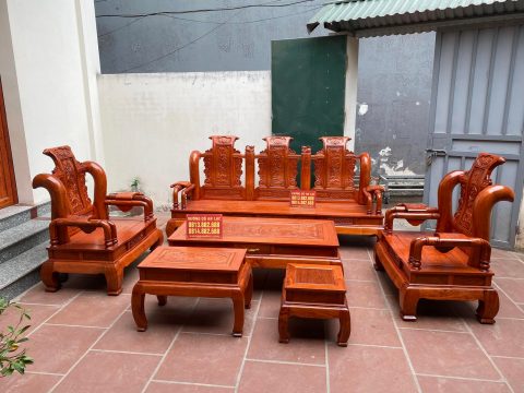 Bộ bàn ghế Tần Thủy Hoàng 6 món gỗ hương đá