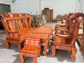 Bộ bàn ghế minh quốc đào 6 món cột 14 gỗ hương đỏ