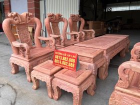bàn ghế minh quốc đào gỗ hương đá 10 món