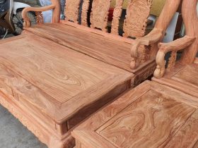 Bộ bàn ghế quốc đào 6 món cột 12 gỗ hương đá