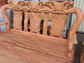 Bộ bàn ghế quốc đào cột 12 gỗ hương đá