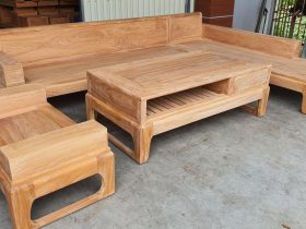 Bộ bàn ghế sofa góc chân choai zito gỗ gõ đỏ