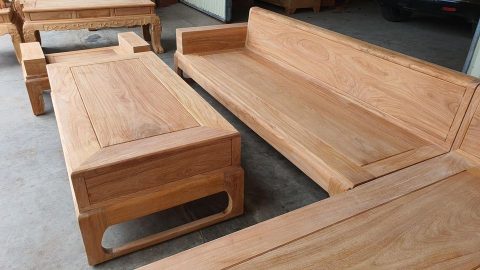 Bộ bàn ghế sofa góc gỗ gõ đỏ