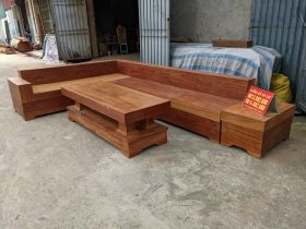 sofa gỗ gõ đỏ giả nguyên khối
