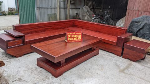 sofa gỗ nguyên khối gỗ hương đỏ