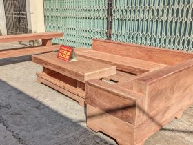 Siêu phẩm Combo sofa góc và kệ ti vi đóng hộp gỗ hương đá 100%