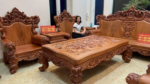 bàn ghế hoàng gia louis gỗ hương đá